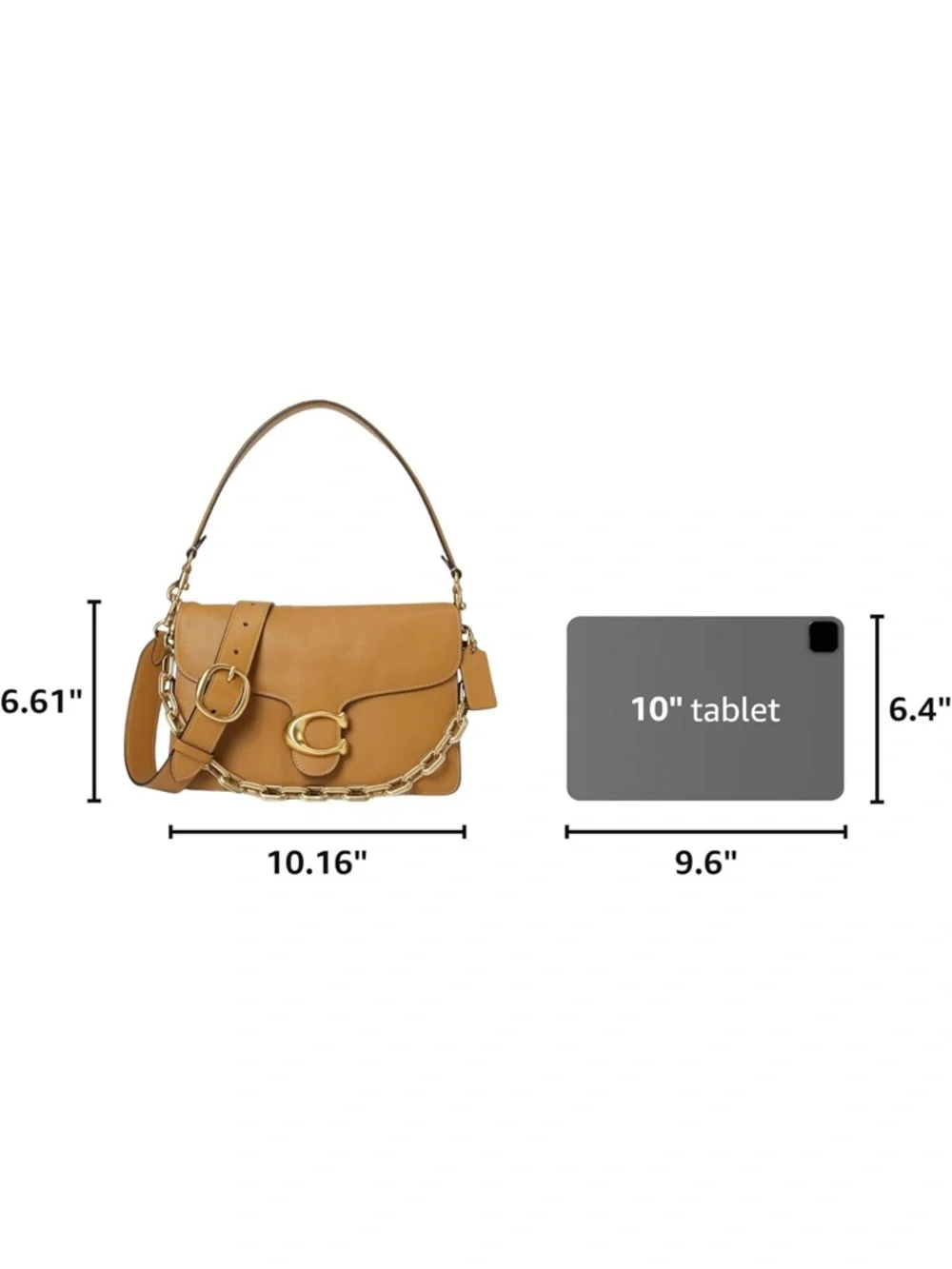 Coach Tabby Shoulder Bag With Chain / Tan Leather Gold Hardware Crossbody - New